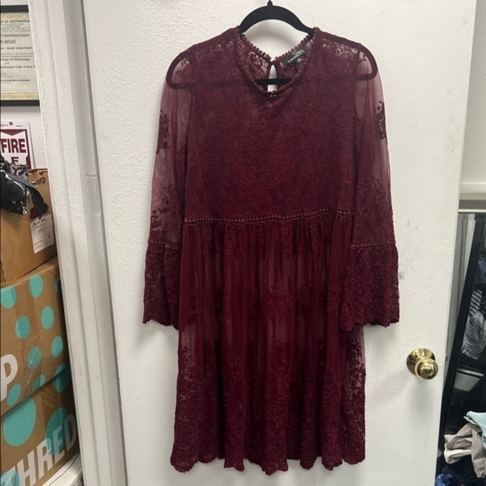 Suzanne Betro Burgundy Lace Dress